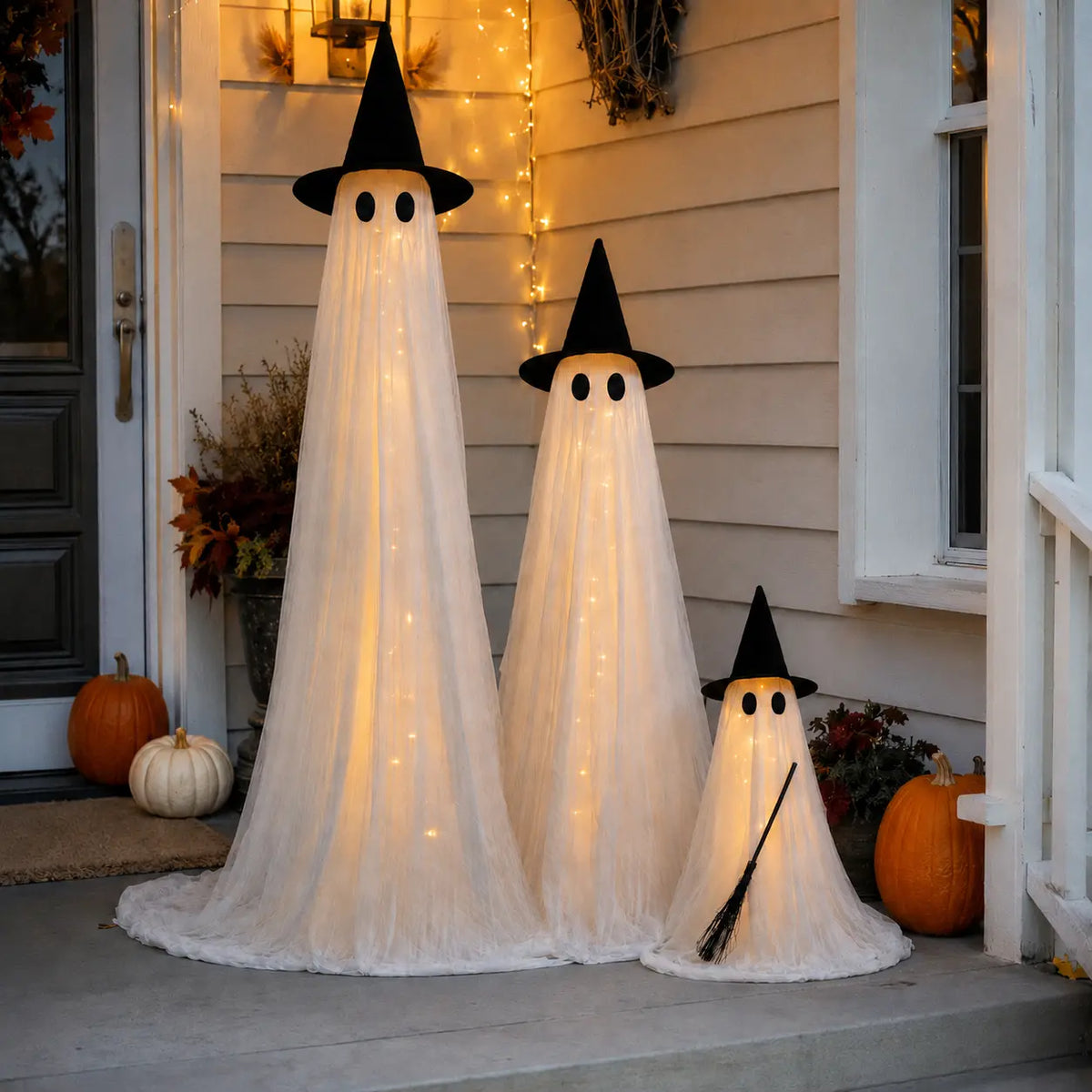 👻 5FT Hanging Ghost Halloween Decoration 🎃 Remote Control String Lights ✨ Spooky Outdoor Yard Decor for Porch, Tree & Garden