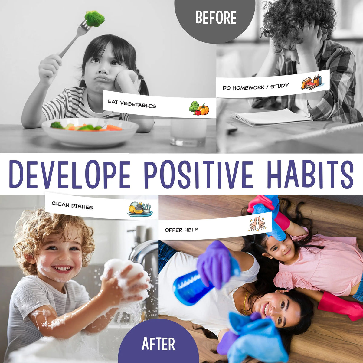 Magnetic Kids Daily Routine & Chore Chart – Visual Task Board with 120 Activity Cards, Stickers & Icons