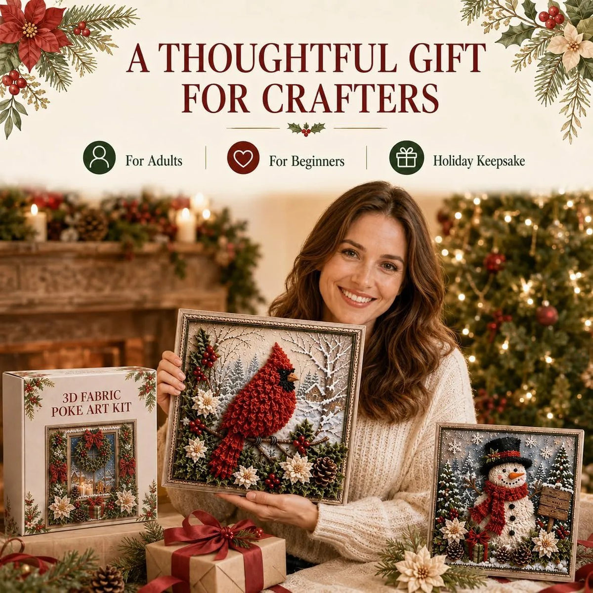🔥LAST DAY 69% OFF --✨3D Christmas Fabric Poke Art Kit🖼️