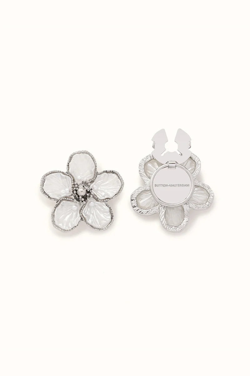 🌸 Rhinestone Flower Button Covers – Elegant Floral Cufflink Clips for Men & Women