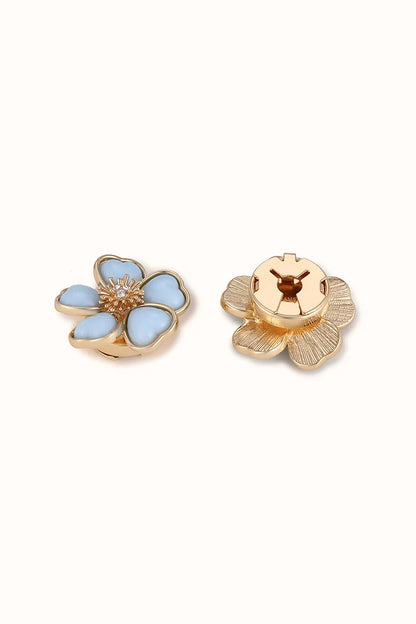 🌸 Rhinestone Flower Button Covers – Elegant Floral Cufflink Clips for Men & Women