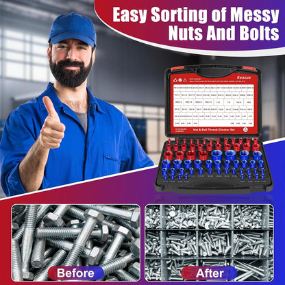 🔧 Nut & Bolt Thread Checker – 26/44/64-Piece Thread Gauge Set for Metric & Imperial Sizes