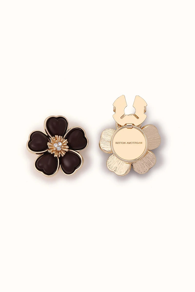 🌸 Rhinestone Flower Button Covers – Elegant Floral Cufflink Clips for Men & Women
