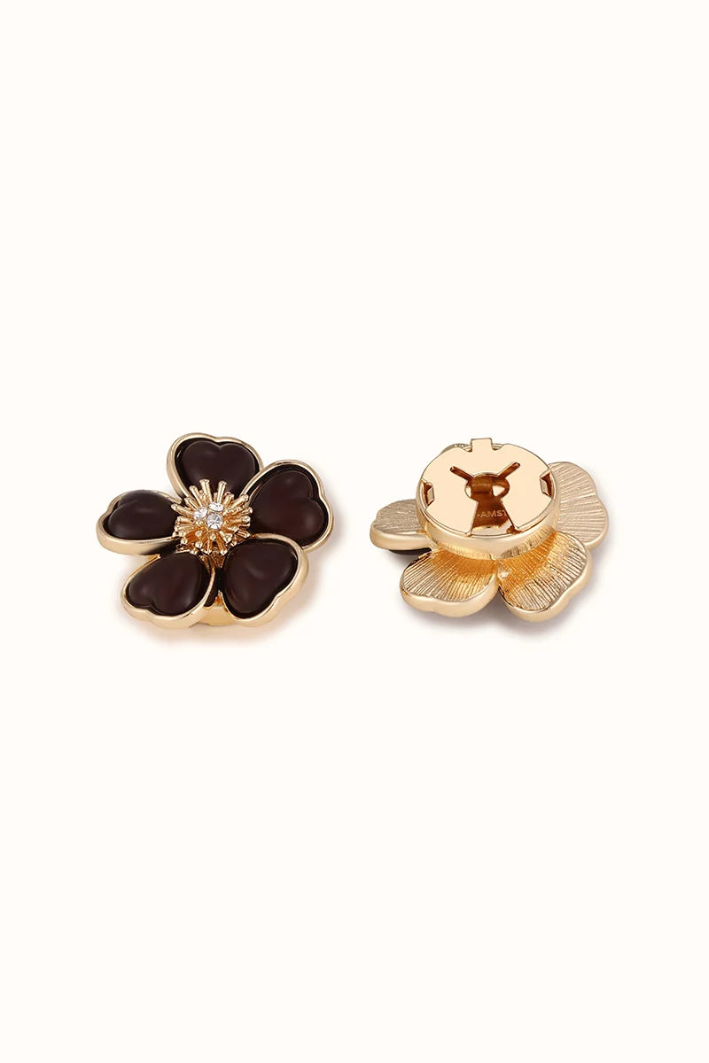 🌸 Rhinestone Flower Button Covers – Elegant Floral Cufflink Clips for Men & Women