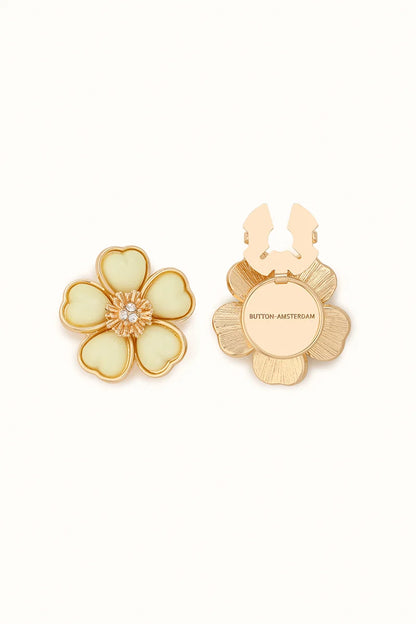 🌸 Rhinestone Flower Button Covers – Elegant Floral Cufflink Clips for Men & Women