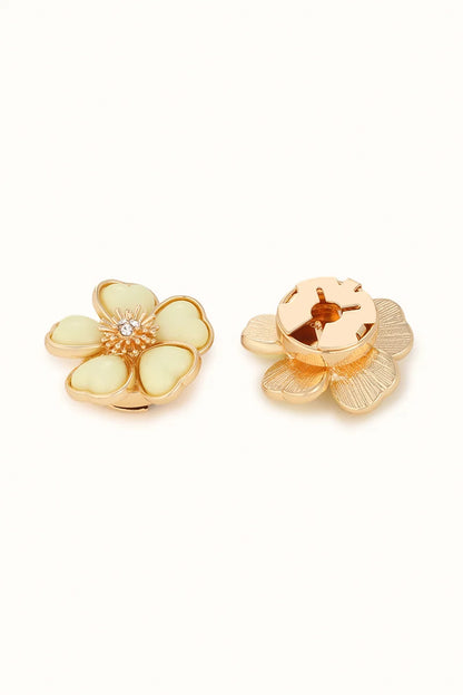 🌸 Rhinestone Flower Button Covers – Elegant Floral Cufflink Clips for Men & Women