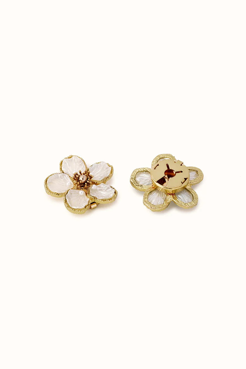 🌸 Rhinestone Flower Button Covers – Elegant Floral Cufflink Clips for Men & Women