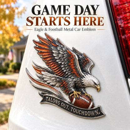 🦅 "Talons Out. Touchdown!" Premium Metal Eagle Car Emblem ” | The Ultimate Football Fan Decal