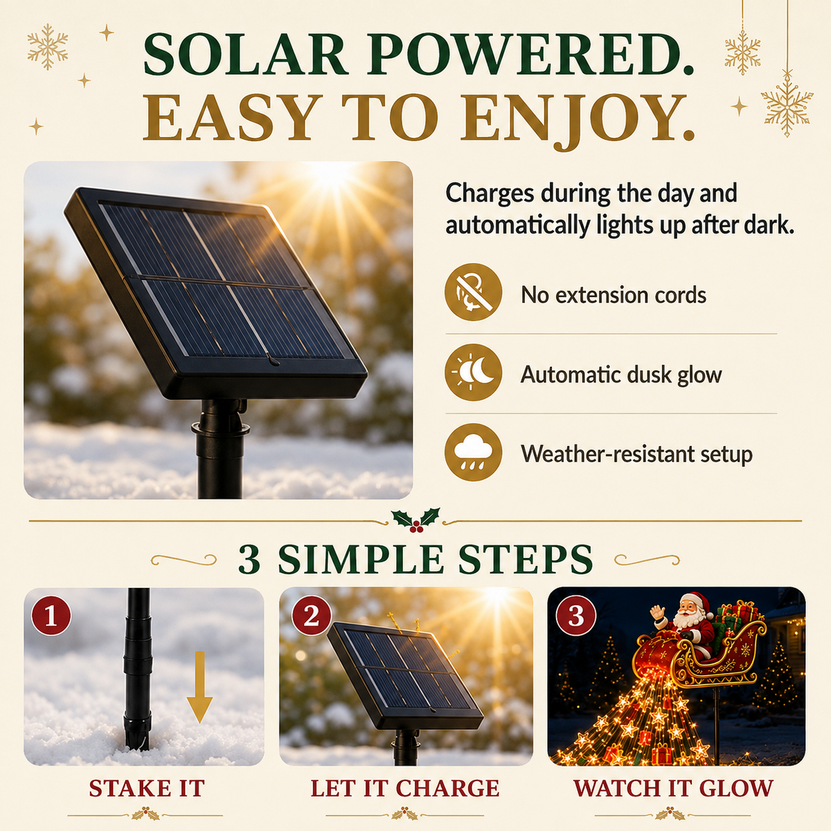 🎅✨ Santa’s Magical Flying Sleigh 🎄 Solar Christmas Yard Light