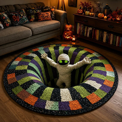 🔥Last Day 52% OFF - 👻3D Skeleton Vortex Quilted Round Halloween Rug👻