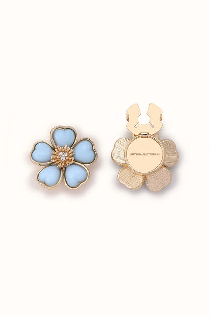 🌸 Rhinestone Flower Button Covers – Elegant Floral Cufflink Clips for Men & Women