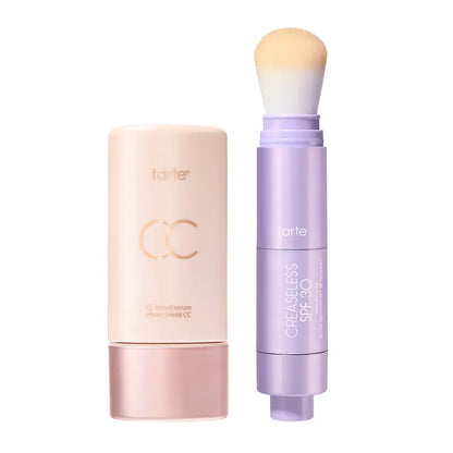 tarte CC color-correcting tinted serum + creaseless setting powder