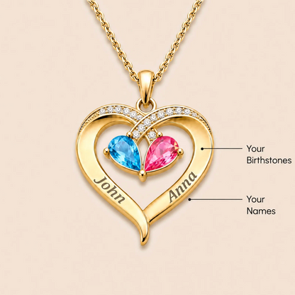 To My Wife - Birthstone Heart Necklace with Customized Box