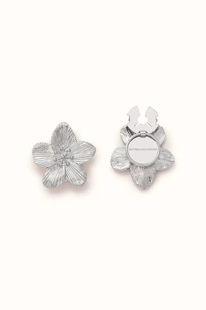 🌸 Rhinestone Flower Button Covers – Elegant Floral Cufflink Clips for Men & Women
