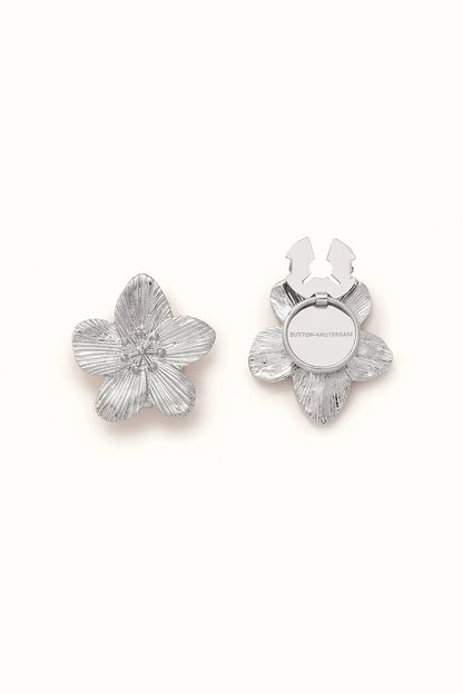 🌸 Rhinestone Flower Button Covers – Elegant Floral Cufflink Clips for Men & Women