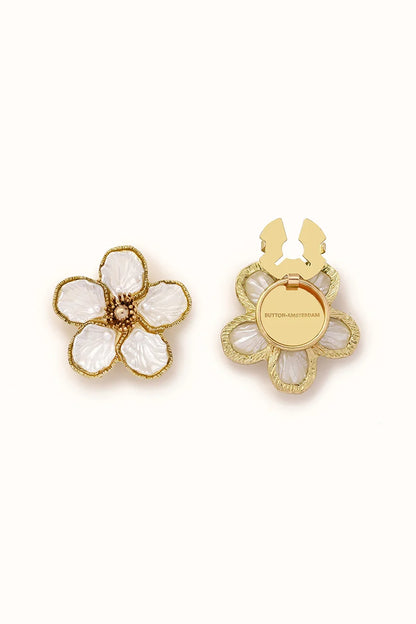 🌸 Rhinestone Flower Button Covers – Elegant Floral Cufflink Clips for Men & Women