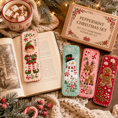 🎄 DIY Felt Embroidery Bookmark Kit(4PCS)