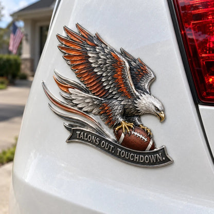 🦅 "Talons Out. Touchdown!" Premium Metal Eagle Car Emblem ” | The Ultimate Football Fan Decal