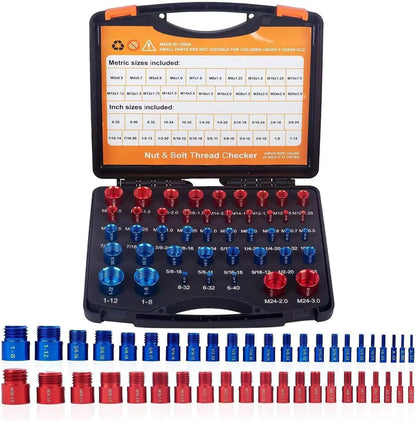 🔧 Nut & Bolt Thread Checker – 26/44/64-Piece Thread Gauge Set for Metric & Imperial Sizes