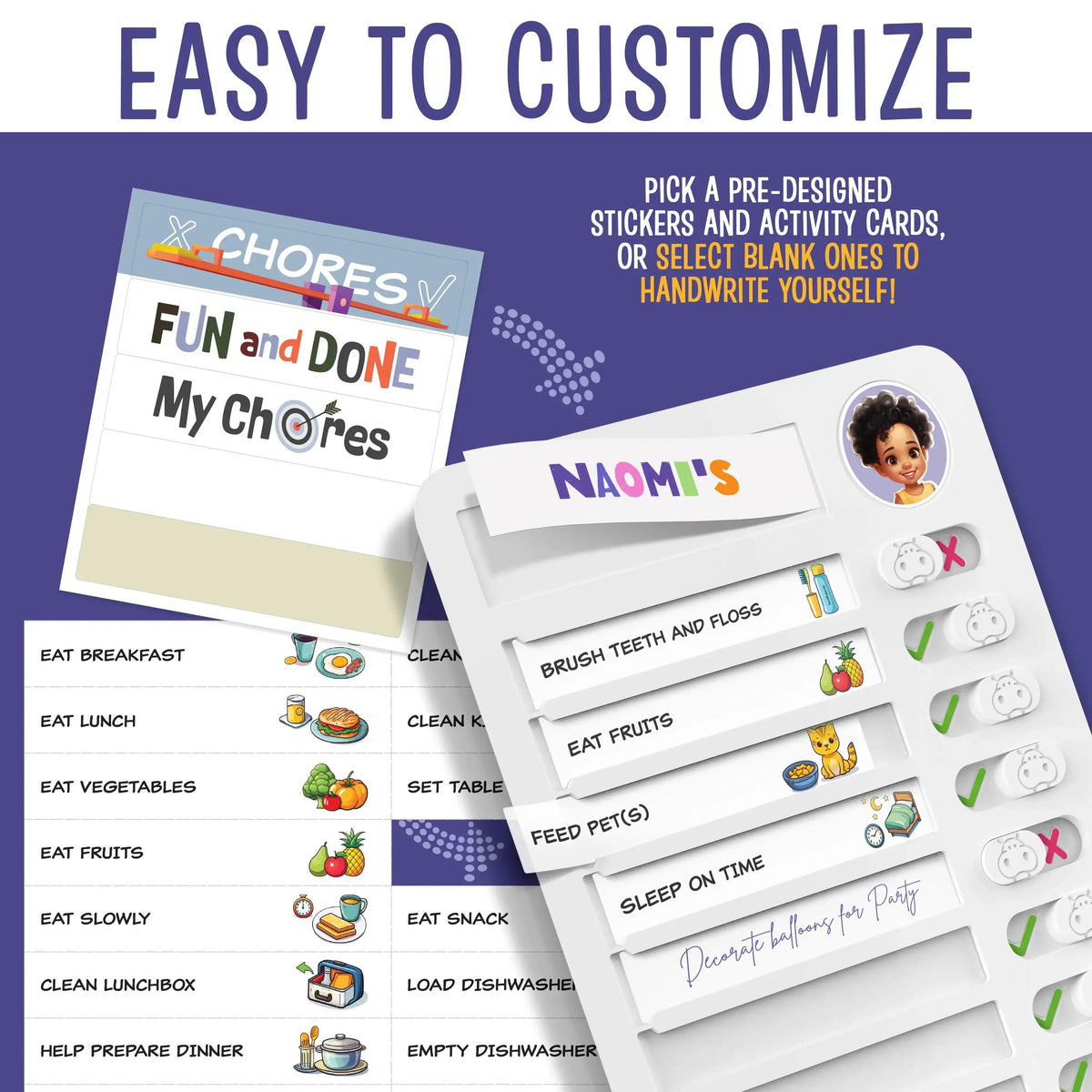 Magnetic Kids Daily Routine & Chore Chart – Visual Task Board with 120 Activity Cards, Stickers & Icons