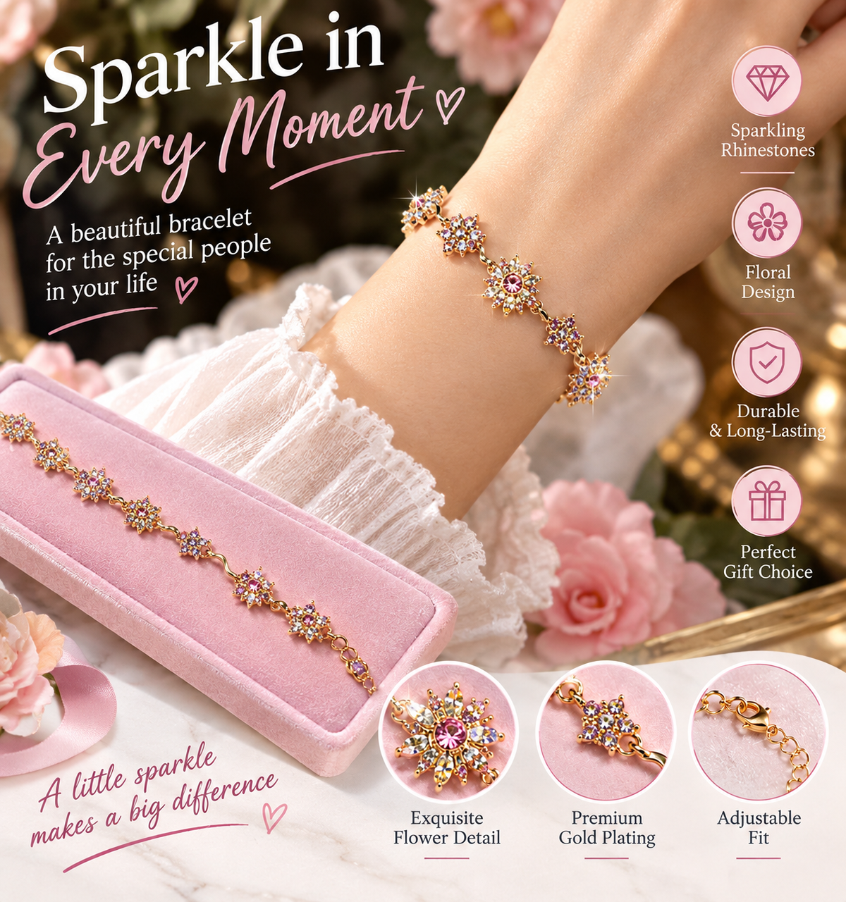 🔥Last Day 40% OFF -Golden Sun Princess Purple Bracelet
