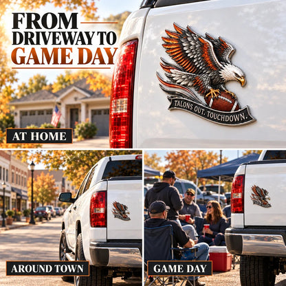 🦅 "Talons Out. Touchdown!" Premium Metal Eagle Car Emblem ” | The Ultimate Football Fan Decal
