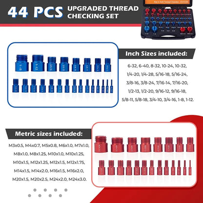 🔧 Nut & Bolt Thread Checker – 26/44/64-Piece Thread Gauge Set for Metric & Imperial Sizes