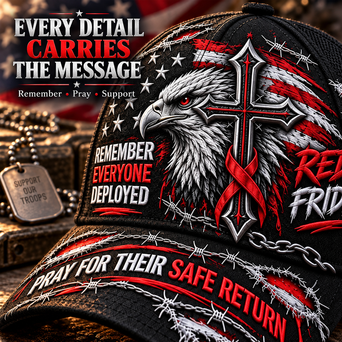 🇺🇸 Last Day Promo: 49% - RED Friday Eagle Cross Safe Return Baseball Cap