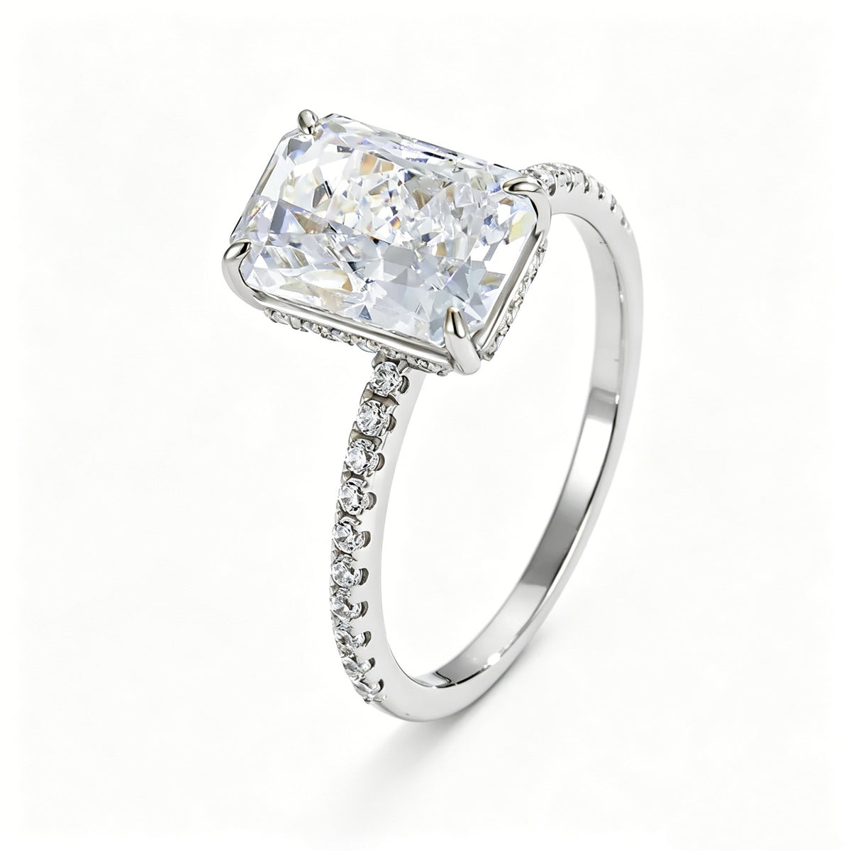 Luxury Radiant Cut Moissanite Ring Set