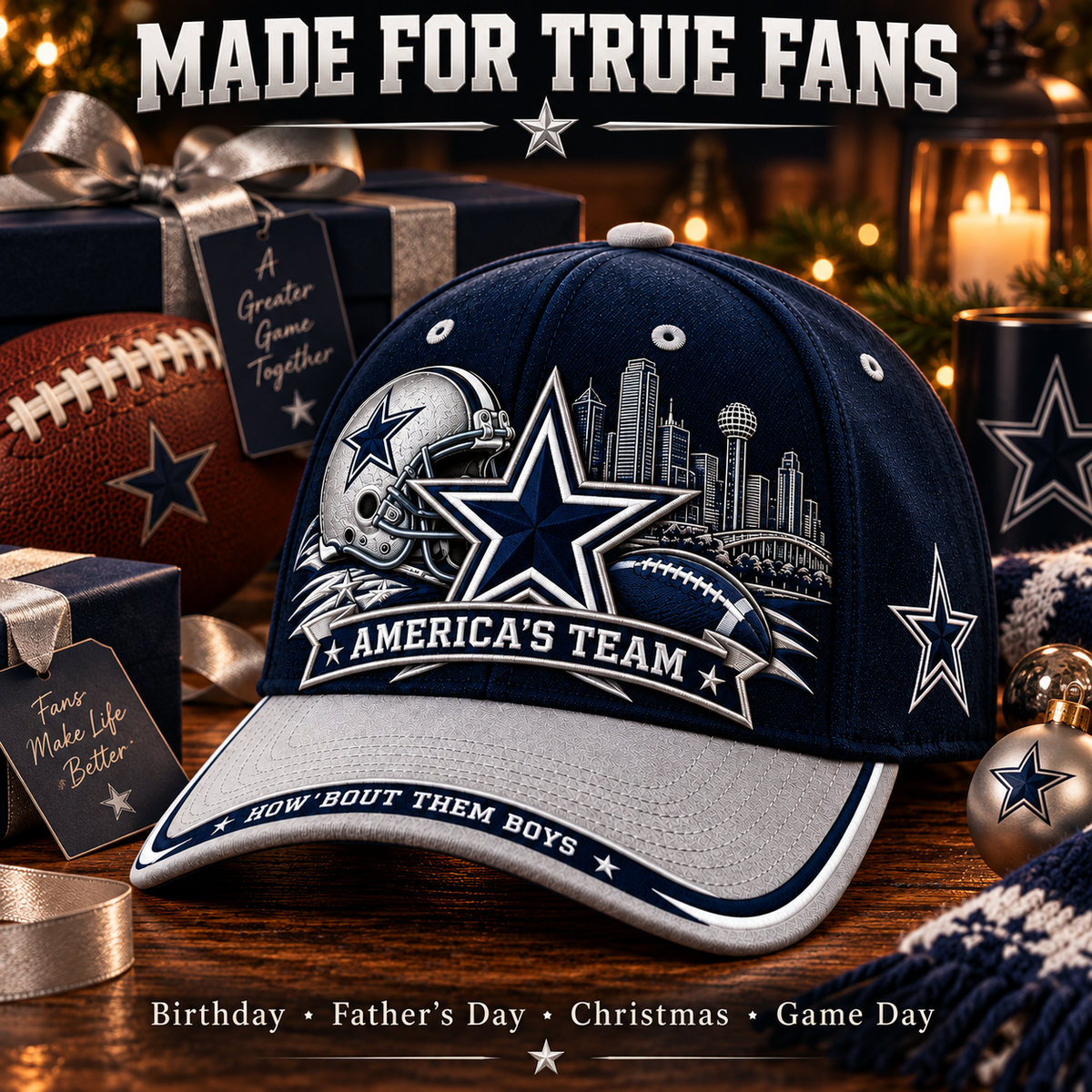 🇺🇸 Last Day Promo: 49% OFF⭐ America’s Team How ’Bout Them Boys Football Fan Cap
