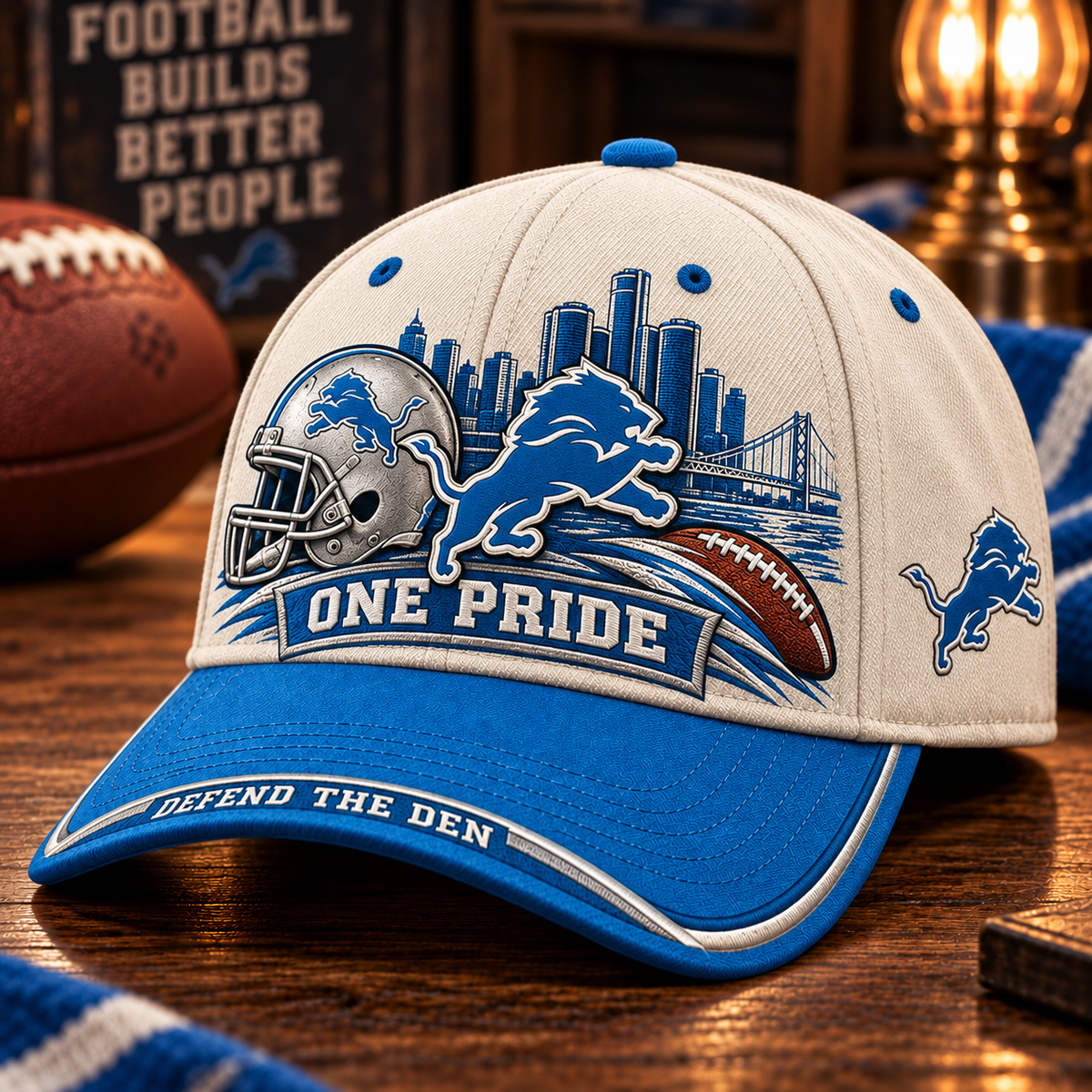 🇺🇸 Last Day Promo: 49% OFF🦁 ONE PRIDE Football Fan Cap – Defend The Den Game Day Ha