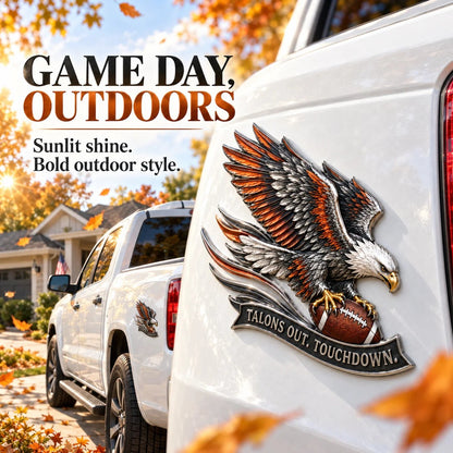 🦅 "Talons Out. Touchdown!" Premium Metal Eagle Car Emblem ” | The Ultimate Football Fan Decal