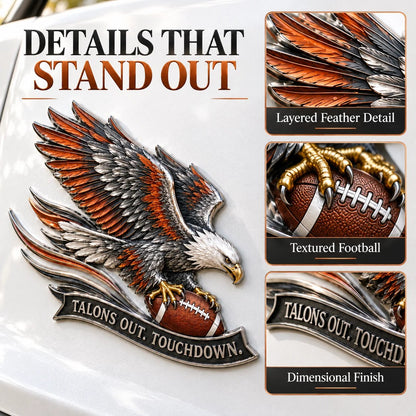 🦅 "Talons Out. Touchdown!" Premium Metal Eagle Car Emblem ” | The Ultimate Football Fan Decal