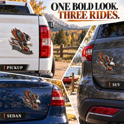 🦅 "Talons Out. Touchdown!" Premium Metal Eagle Car Emblem ” | The Ultimate Football Fan Decal