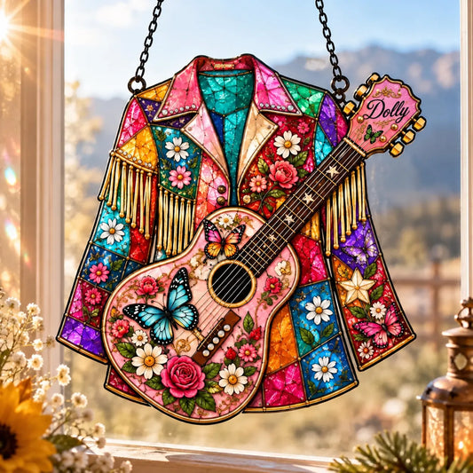 ⏰ LAST DAY 57% OFF - 💃 Handmade Dolly “Coat of Many Colors” Stained Glass Suncatcher