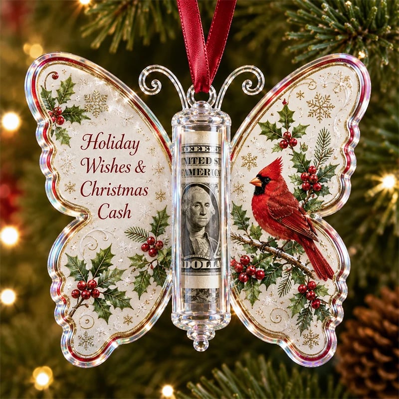 🦋💵 Christmas Butterfly Money Gift Ornament – Holiday Cash Holder Keepsake🎄✨
