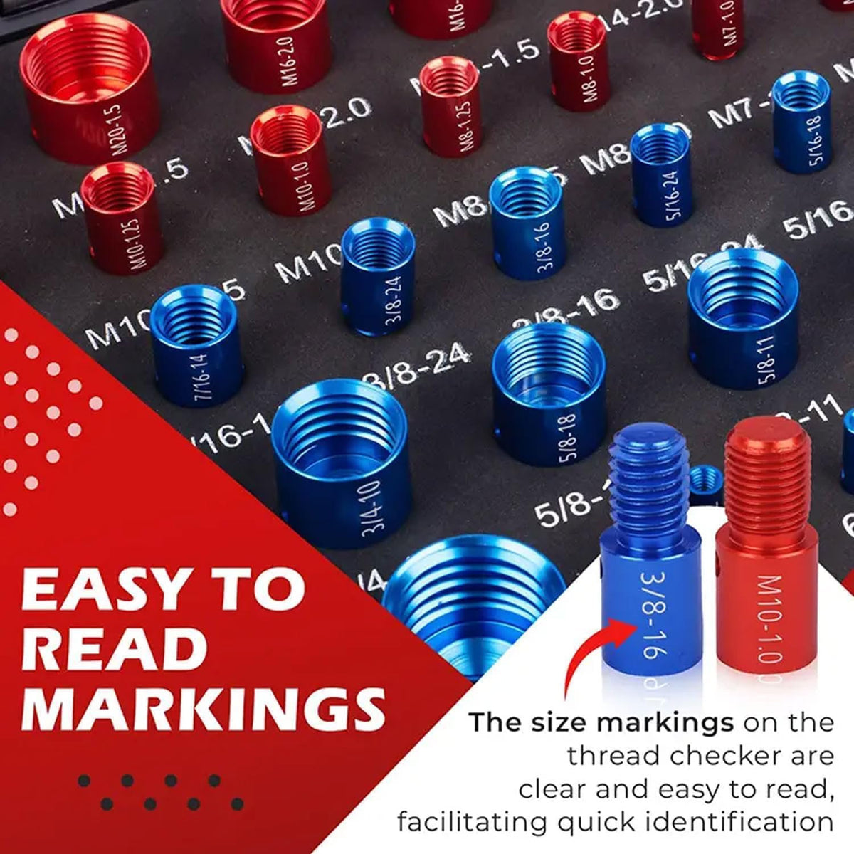 🔧 Nut & Bolt Thread Checker – 26/44/64-Piece Thread Gauge Set for Metric & Imperial Sizes