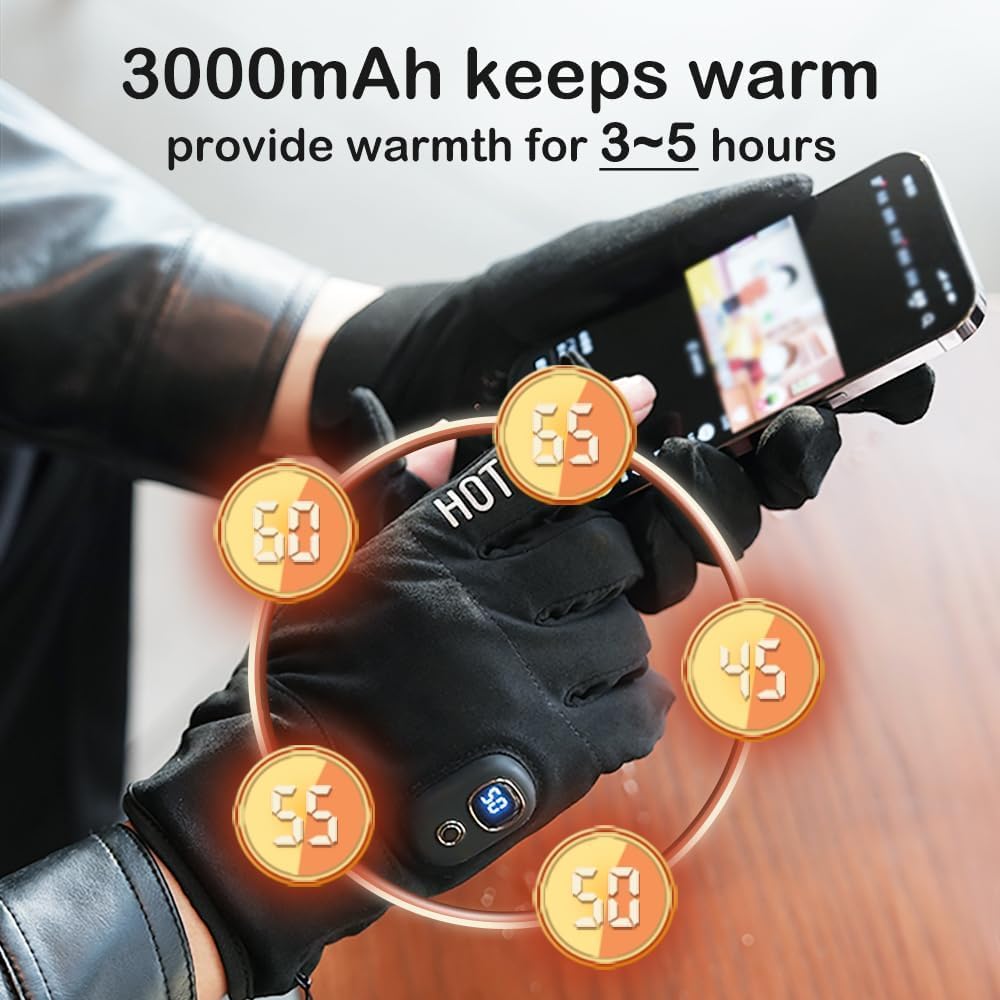 🔥Rechargeable Heated Touchscreen Gloves – Battery-Powered Winter Work Gloves with Heating Function, Thin, Flexible Design, and Touchscreen Fingertips for Men and Women