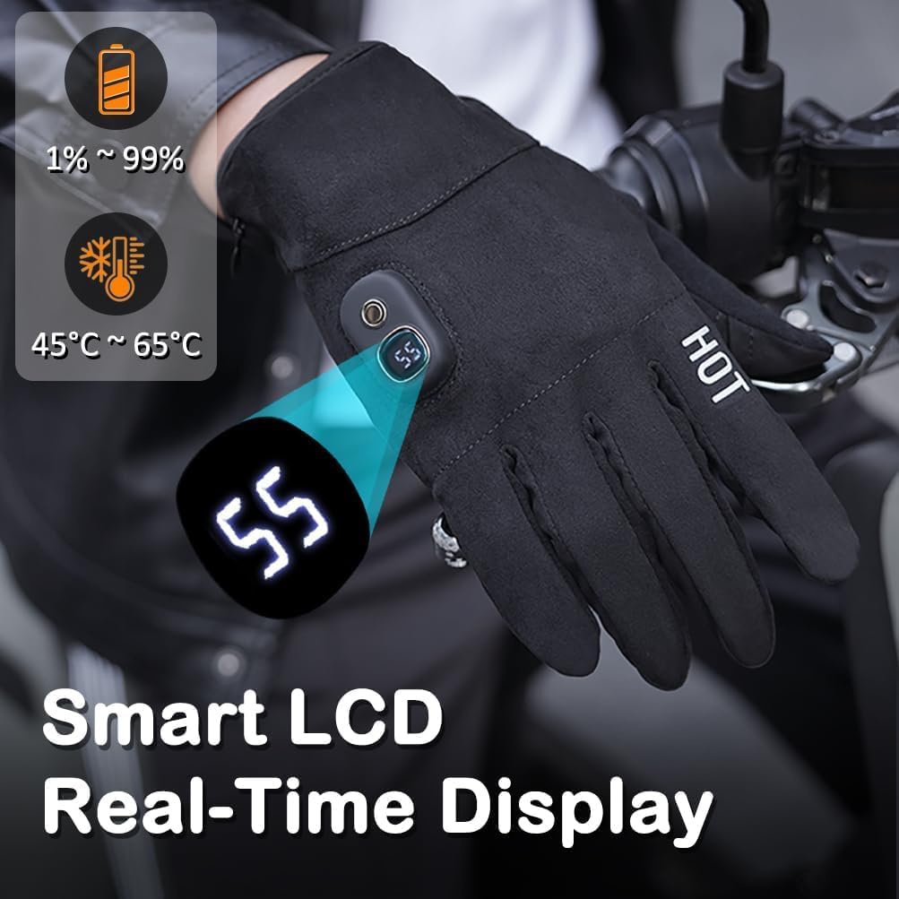 🔥Rechargeable Heated Touchscreen Gloves – Battery-Powered Winter Work Gloves with Heating Function, Thin, Flexible Design, and Touchscreen Fingertips for Men and Women