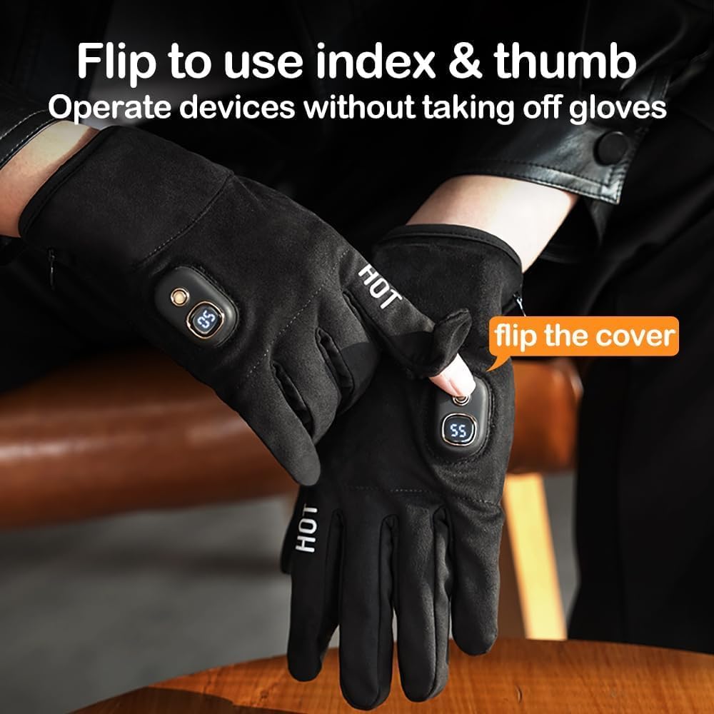 🔥Rechargeable Heated Touchscreen Gloves – Battery-Powered Winter Work Gloves with Heating Function, Thin, Flexible Design, and Touchscreen Fingertips for Men and Women