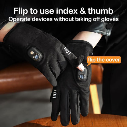 🔥Rechargeable Heated Touchscreen Gloves – Battery-Powered Winter Work Gloves with Heating Function, Thin, Flexible Design, and Touchscreen Fingertips for Men and Women