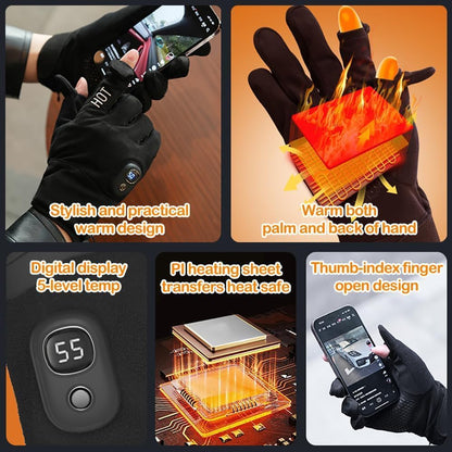🔥Rechargeable Heated Touchscreen Gloves – Battery-Powered Winter Work Gloves with Heating Function, Thin, Flexible Design, and Touchscreen Fingertips for Men and Women