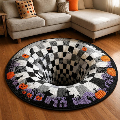 🔥Last Day 52% OFF - 👻3D Skeleton Vortex Quilted Round Halloween Rug👻
