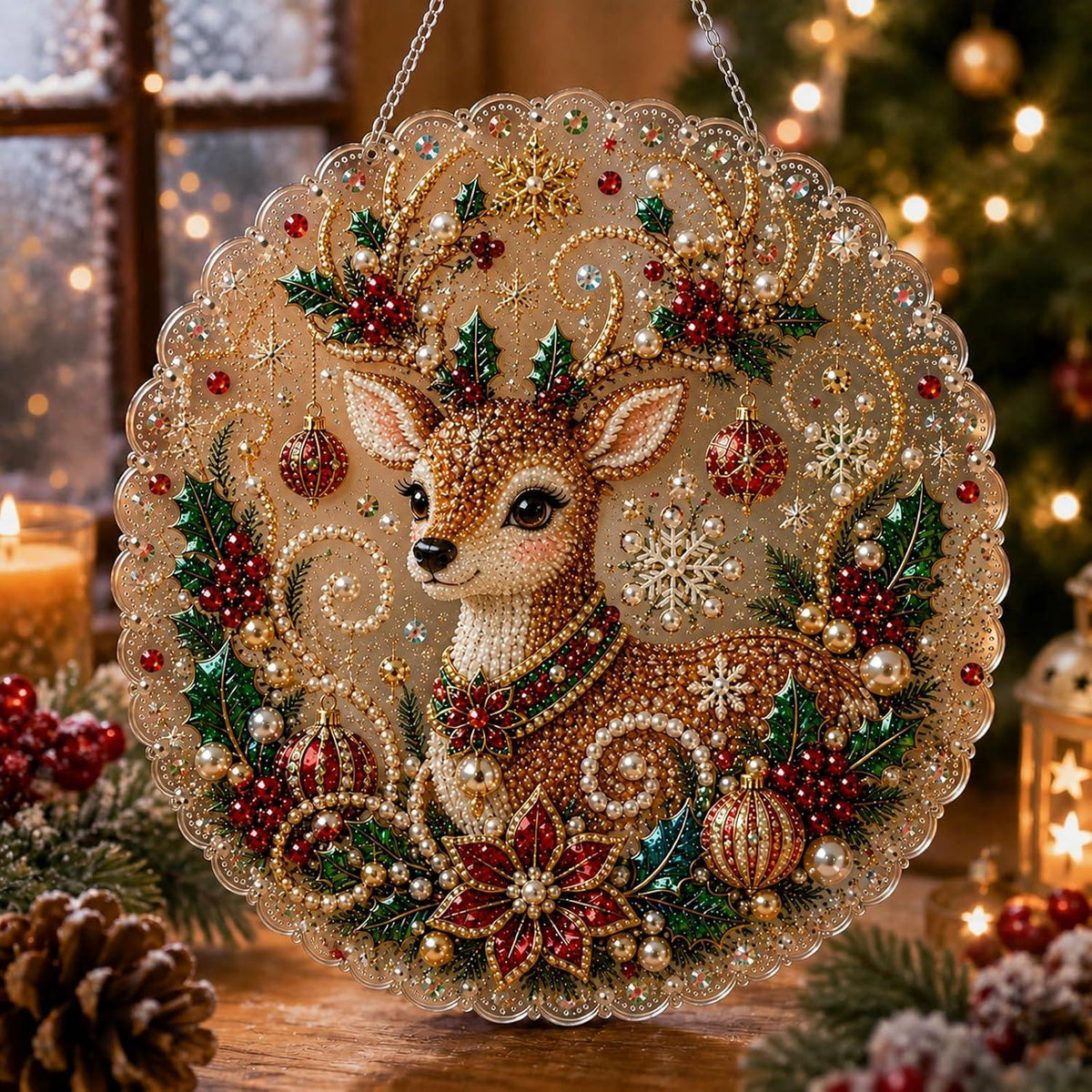 🔥LAST DAY 50% OFF 💎DIY Pearl and Diamond Painting “Sun Catcher” Set – 8-inch Round Crystal Window Ornament.