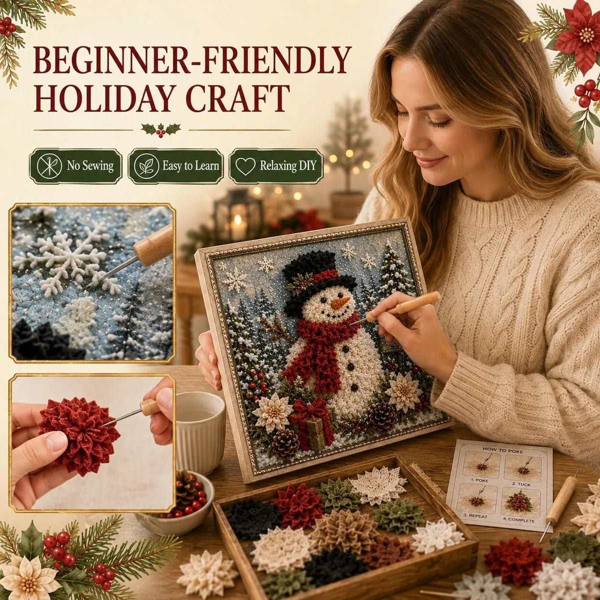 🔥LAST DAY 69% OFF --✨3D Christmas Fabric Poke Art Kit🖼️