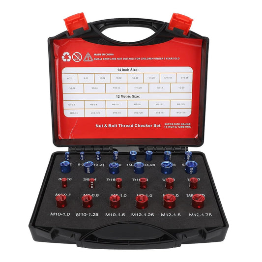 🔧 Nut & Bolt Thread Checker – 26/44/64-Piece Thread Gauge Set for Metric & Imperial Sizes