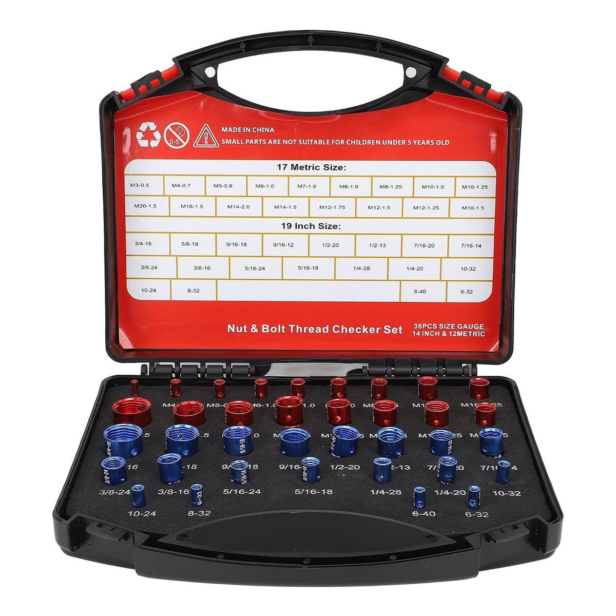 🔧 Nut & Bolt Thread Checker – 26/44/64-Piece Thread Gauge Set for Metric & Imperial Sizes