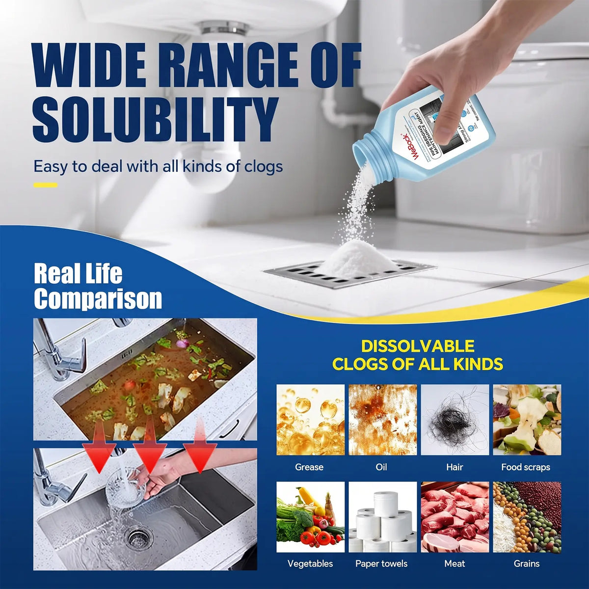 Powerful Drain Cleaner 320g – Fast Clog Remover for Kitchen, Sink & Toilet Drains