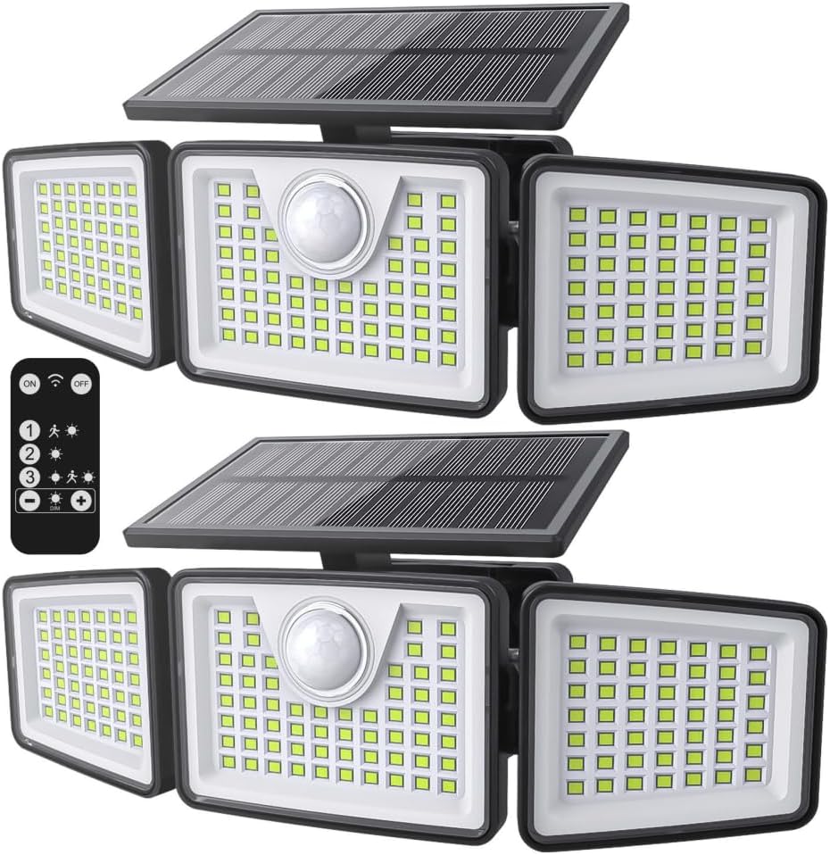 2500LM 3-Head Solar Motion Sensor Lights
