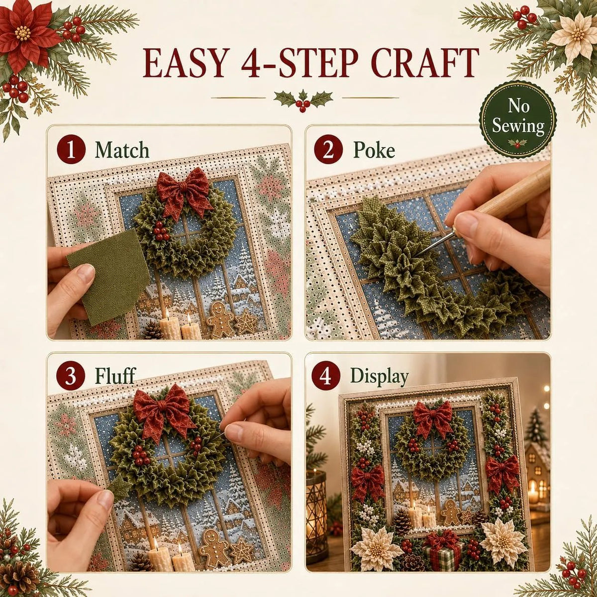 🔥LAST DAY 69% OFF --✨3D Christmas Fabric Poke Art Kit🖼️